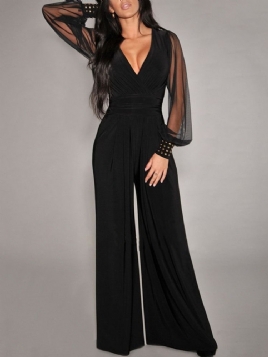 Vanlig Hellengde Slim Jumpsuit For Kvinner Mote