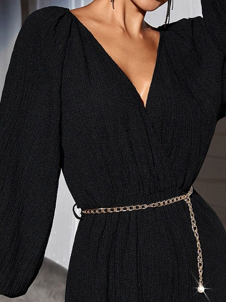 Vanlig Kontordame I Full Lengde Loose Mid Waist Jumpsuit