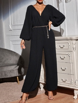 Vanlig Kontordame I Full Lengde Loose Mid Waist Jumpsuit