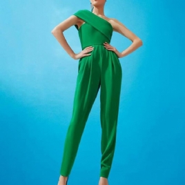 Vanlig Kontordame I Full Lengde Slim Mid Waist Jumpsuit