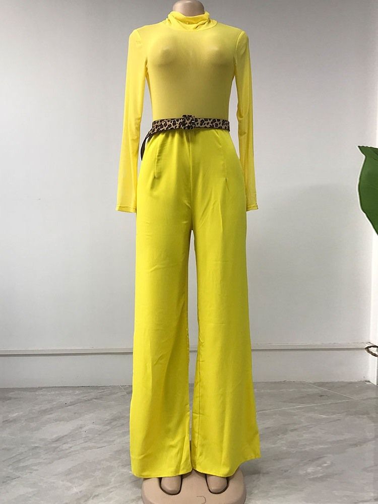 Vanlig Moderne Hellengde Jumpsuit Med Brede Ben