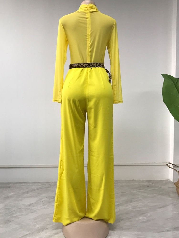 Vanlig Moderne Hellengde Jumpsuit Med Brede Ben