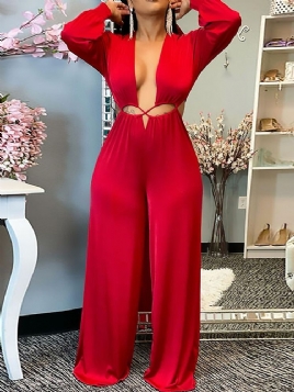 Vanlig Mote Full Lengde Rett Slim Jumpsuit