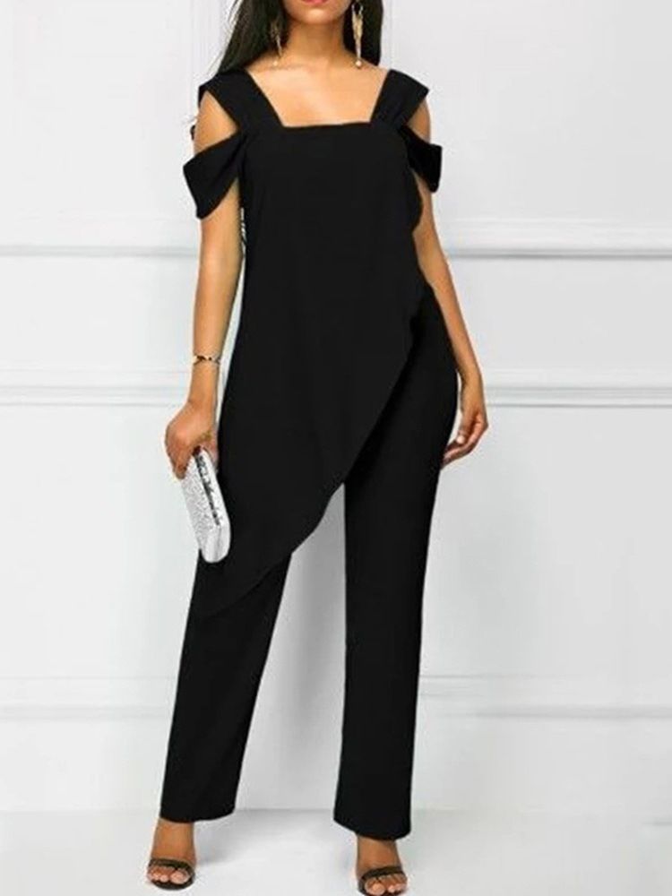 Vanlig Patchwork Slim Jumpsuit I Full Lengde