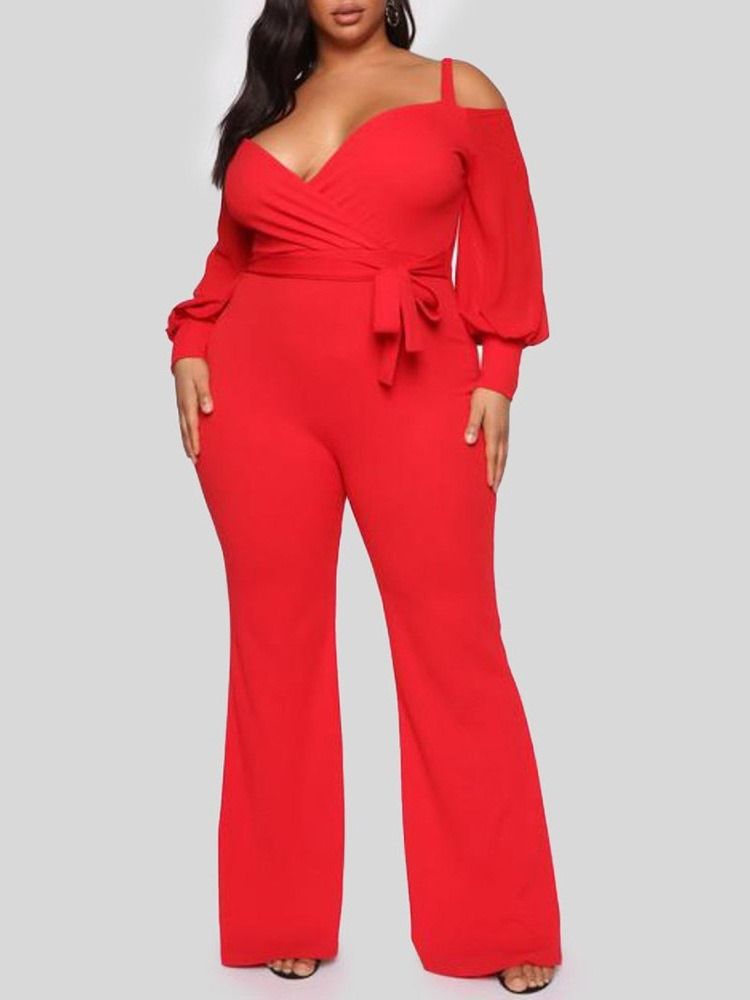 Vanlig Vestlig Hellengde Slim Jumpsuit For Kvinner