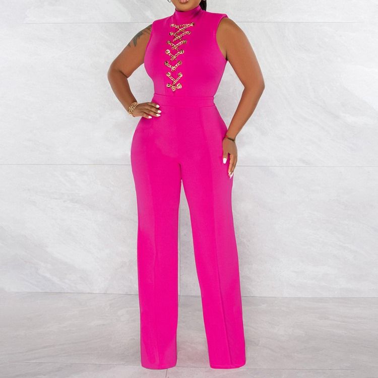 Western Full Length Chain Slim Straight Jumpsuit