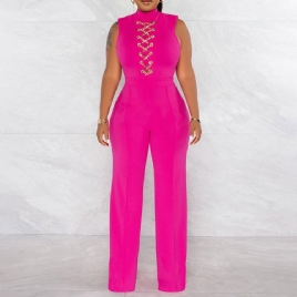 Western Full Length Chain Slim Straight Jumpsuit