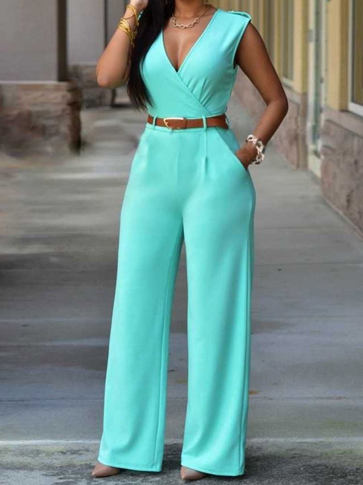 Western Full Length Plain Slim Straight Jumpsuit