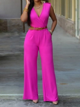 Western Full Length Plain Slim Straight Jumpsuit