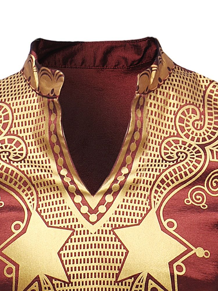 Afrikansk Mote Dashiki Gyldne T-Skjorter For Menn