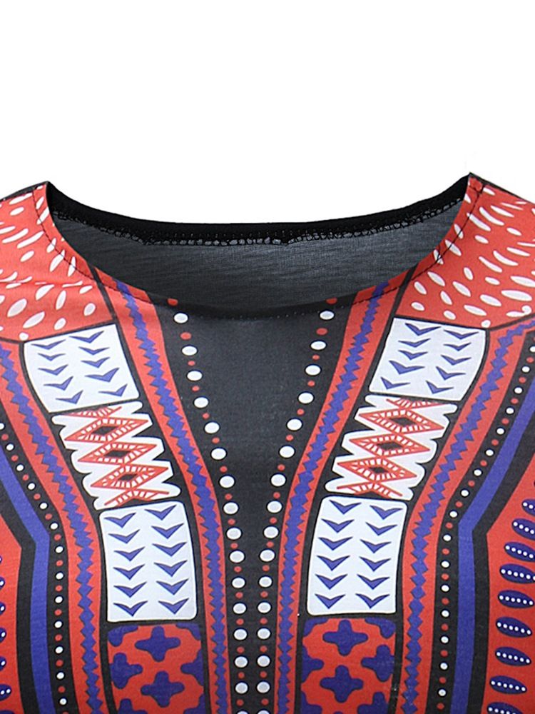 Afrikansk Mote Dashiki Print Slim Fit Scoop T-Skjorte For Menn