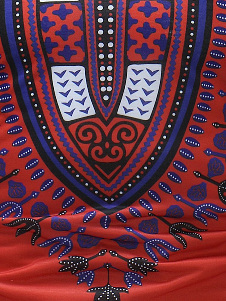 Afrikansk Mote Dashiki Print Slim Fit Scoop T-Skjorte For Menn