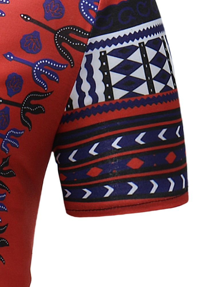 Afrikansk Mote Dashiki Print Slim Fit Scoop T-Skjorte For Menn