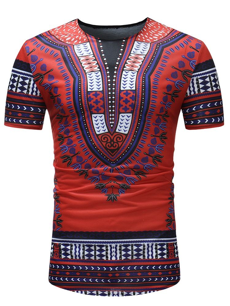 Afrikansk Mote Dashiki Print Slim Fit Scoop T-Skjorte For Menn