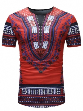 Afrikansk Mote Dashiki Print Slim Fit Scoop T-Skjorte For Menn