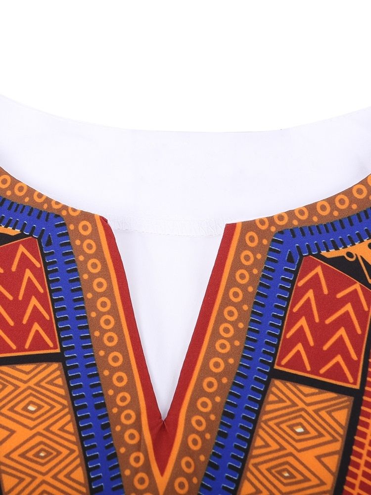 Afrikansk Mote Dashiki Print V-Hals Løs T-Skjorte For Menn