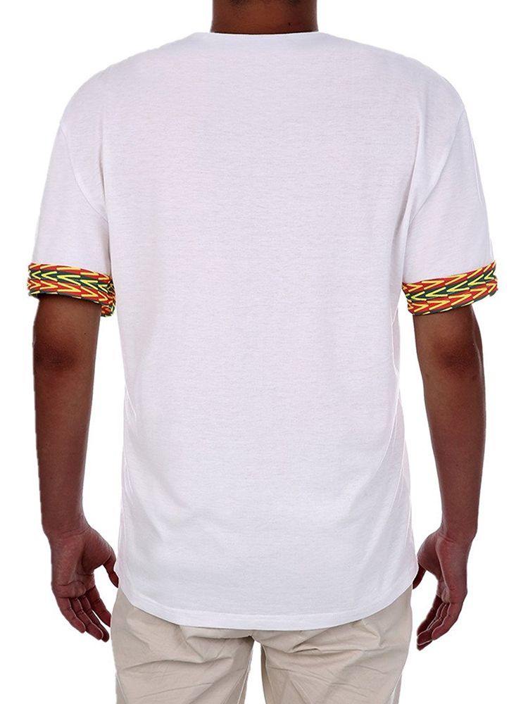 Afrikansk Mote V-Hals Dashiki Print Kortermet T-Skjorte For Menn