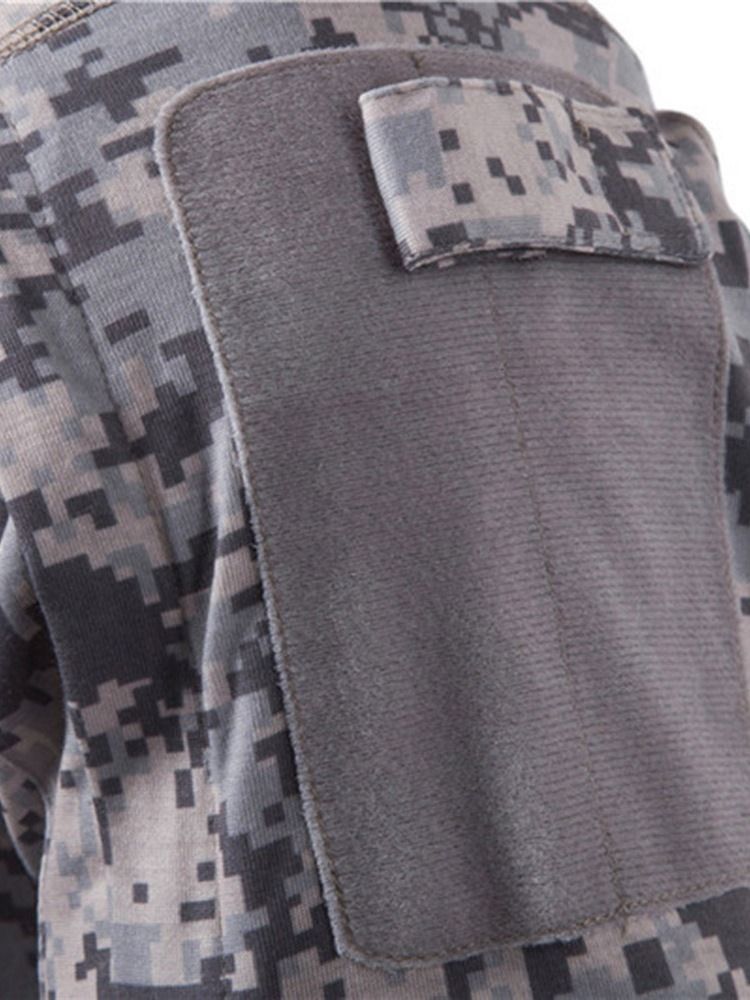 Camouflage Casual Standkrage Slim Langermet T-Skjorte For Menn