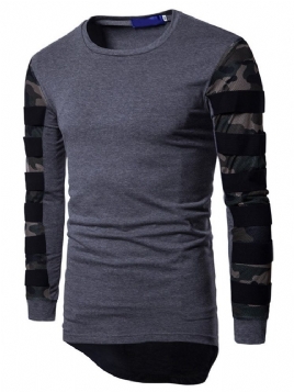 Camouflage Casual T-Skjorte Med Rund Hals Slank Langermet