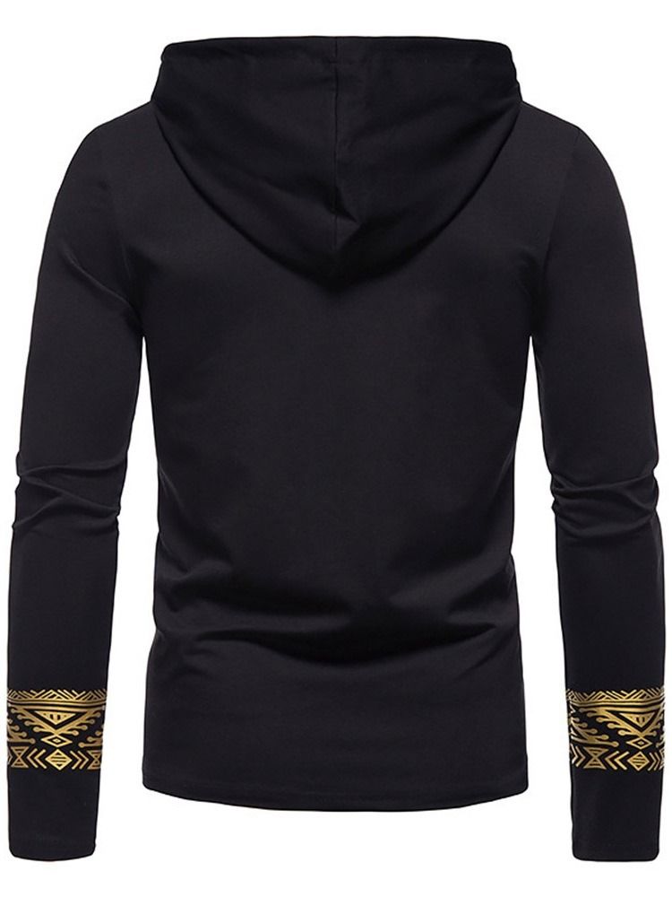 Casual Slim Pullover T-Skjorte Med Hettetrykk