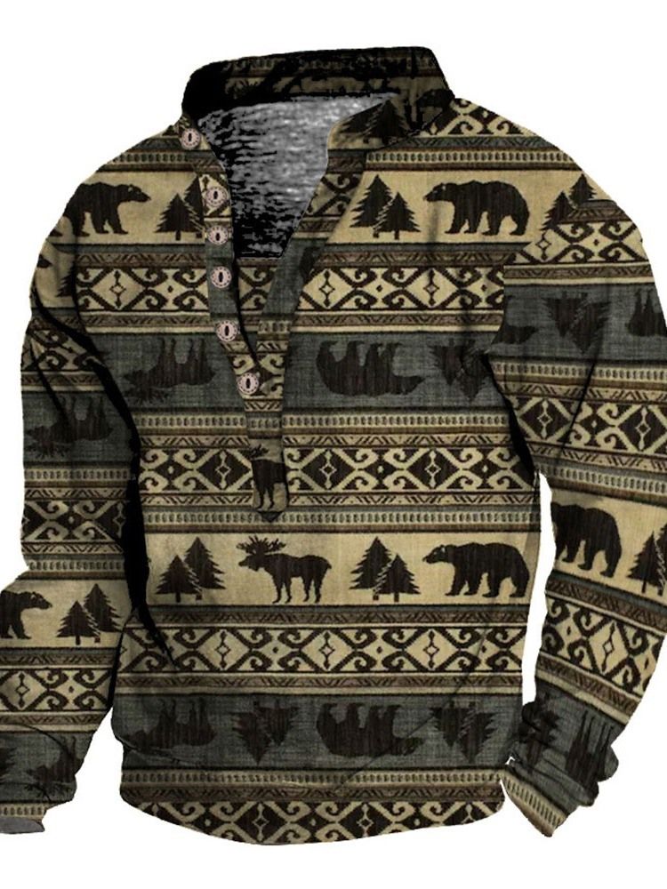 European Animal Stand Collar Løs Pullover T-Skjorte