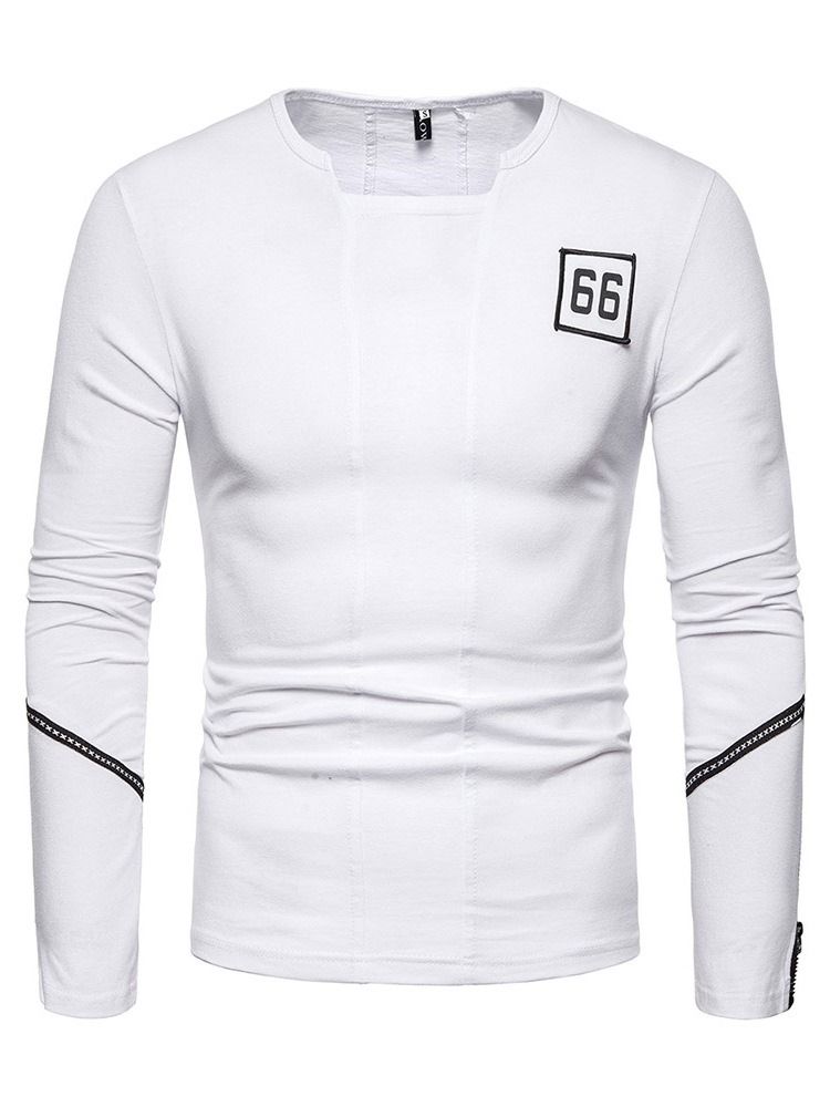 Number Fashion Slim T-Skjorte For Menn