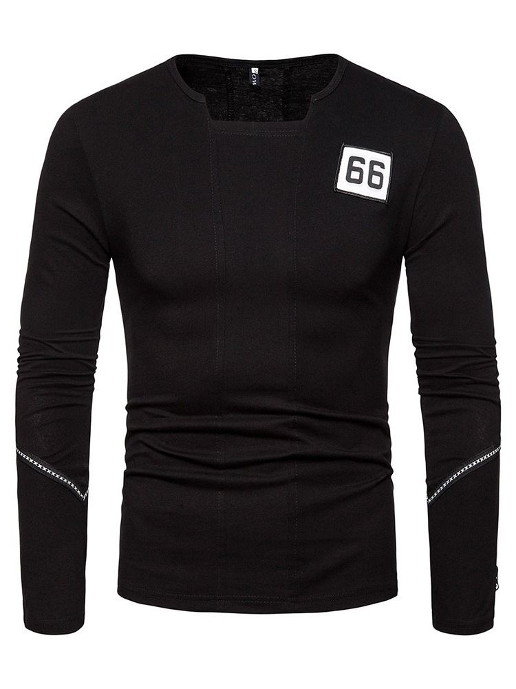 Number Fashion Slim T-Skjorte For Menn