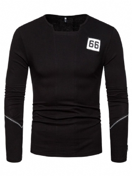 Number Fashion Slim T-Skjorte For Menn