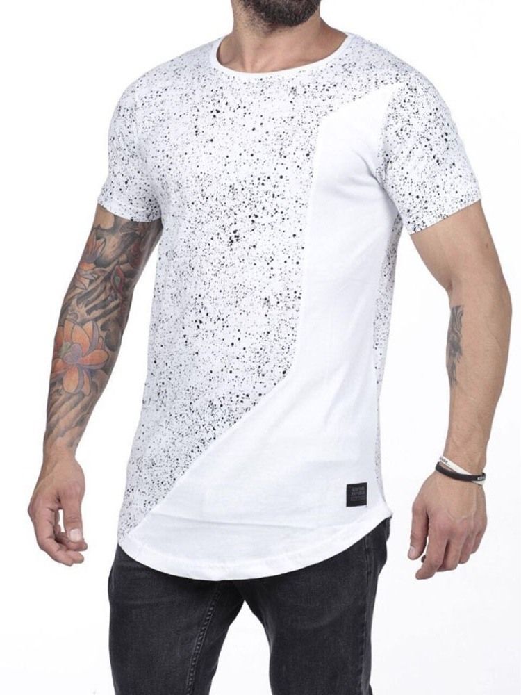 Polka Dots Rund Neck Print Løs Kortermet T-Skjorte For Menn