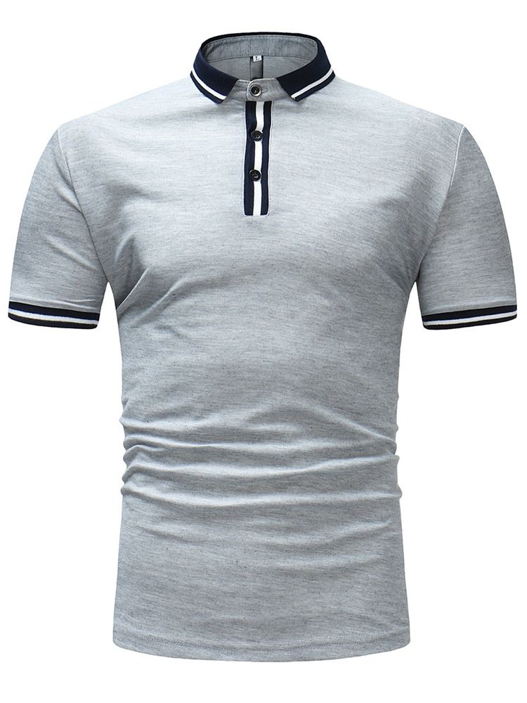 Stripe Plain Slim Fit Polo T-Skjorte For Menn