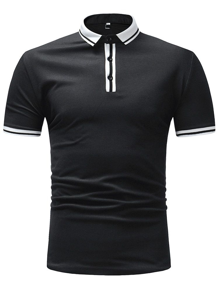 Stripe Plain Slim Fit Polo T-Skjorte For Menn