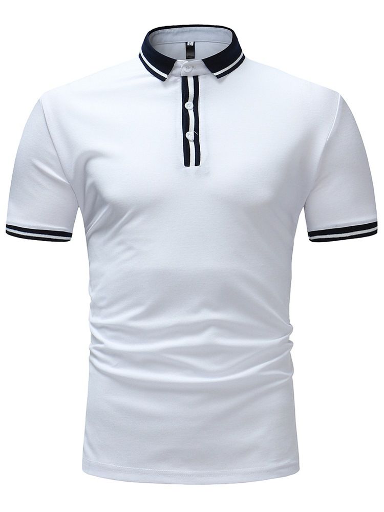 Stripe Plain Slim Fit Polo T-Skjorte For Menn