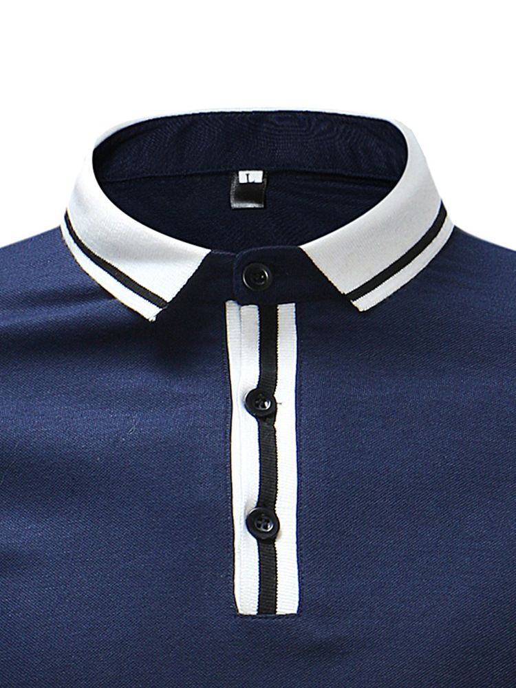 Stripe Plain Slim Fit Polo T-Skjorte For Menn