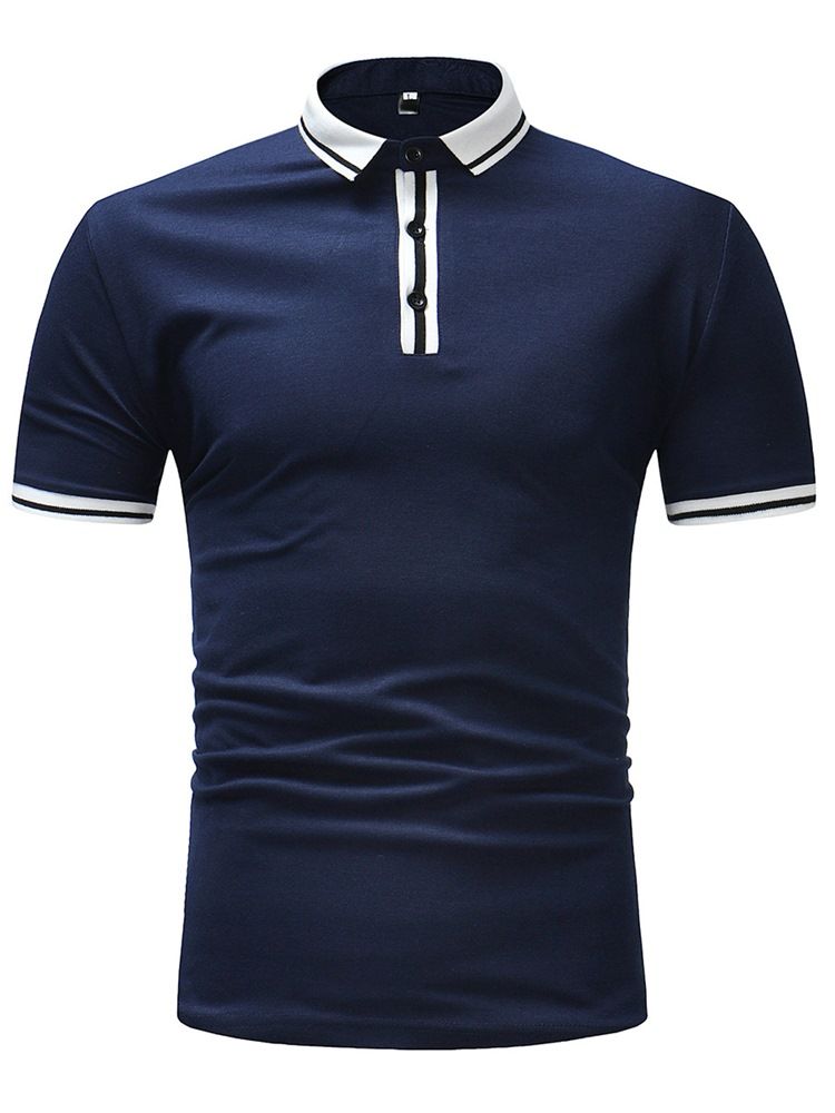 Stripe Plain Slim Fit Polo T-Skjorte For Menn