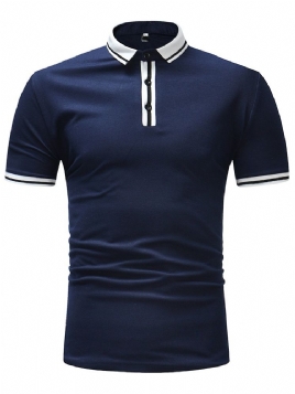 Stripe Plain Slim Fit Polo T-Skjorte For Menn