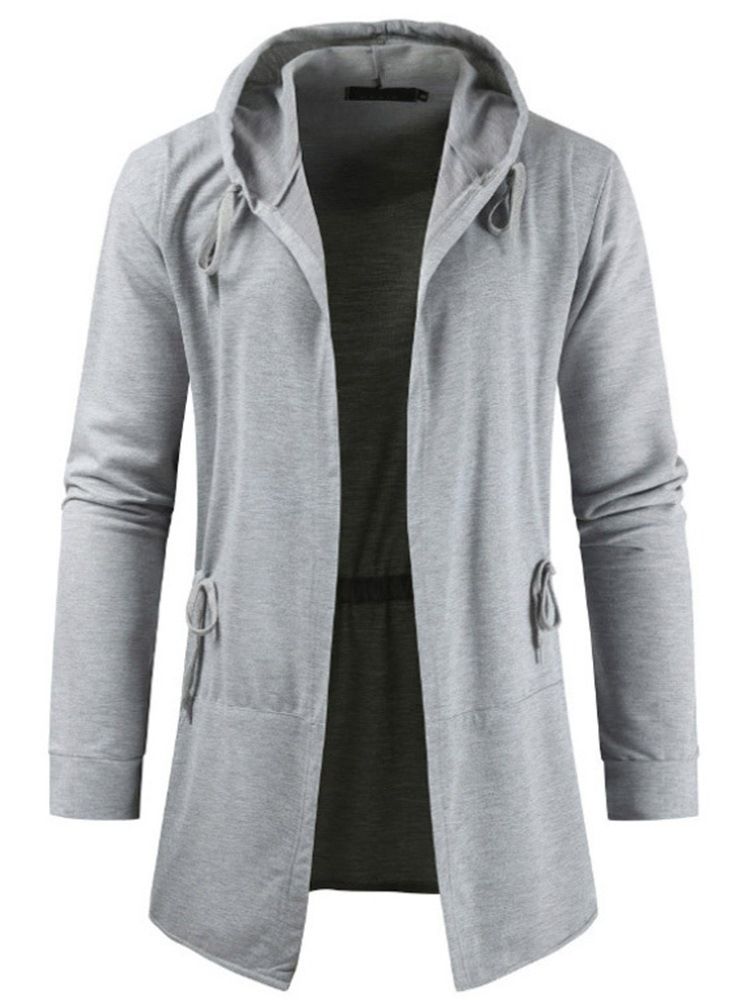 Cardigan Vanlig Slim Casual Hettegensere Med Snøring