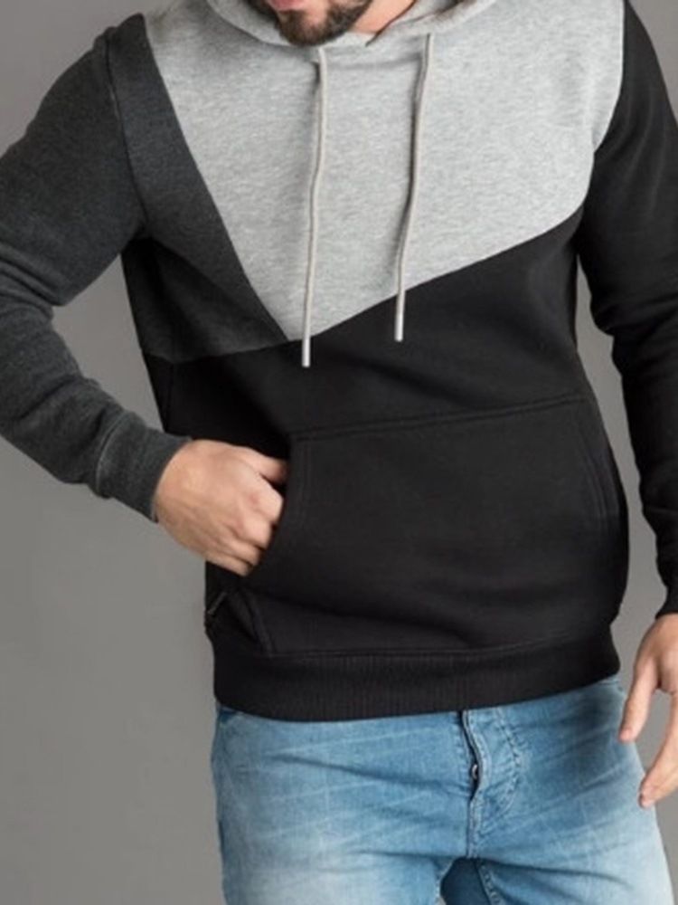 Color Block Thick Fall Pullover Hettegensere For Menn