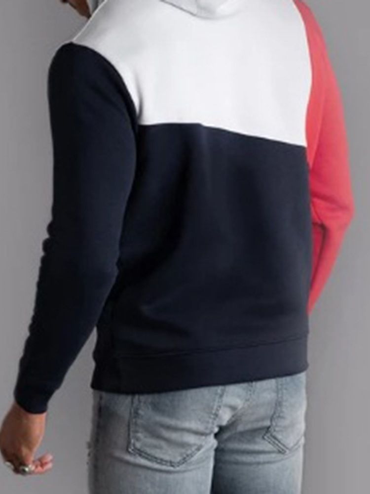 Color Block Thick Fall Pullover Hettegensere For Menn