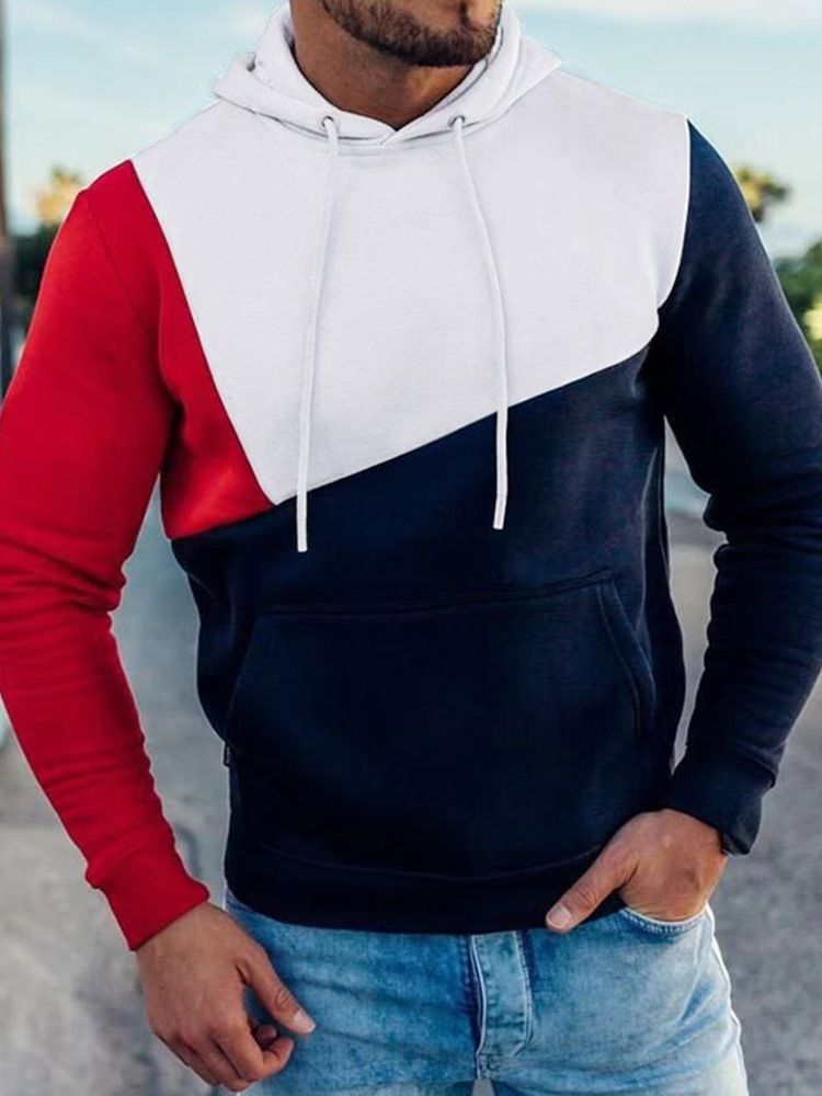 Color Block Thick Fall Pullover Hettegensere For Menn