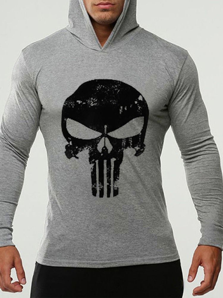 Print Thin Skull Slim Gensere For Menn