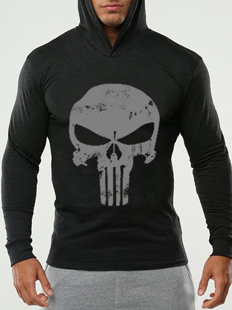 Print Thin Skull Slim Gensere For Menn