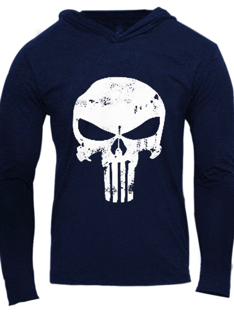 Print Thin Skull Slim Gensere For Menn