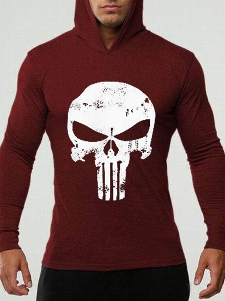 Print Thin Skull Slim Gensere For Menn