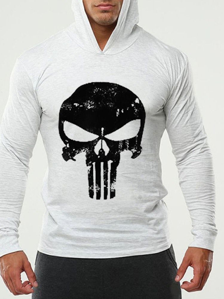 Print Thin Skull Slim Gensere For Menn