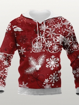 Pullover Blomstertrykk Vinter Uformelle Hettegensere