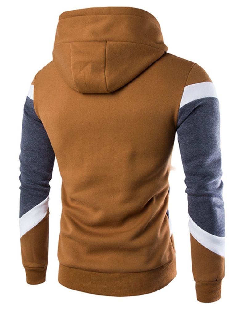 Pullover Color Block Patchwork Herre Fall Slim Hettegensere