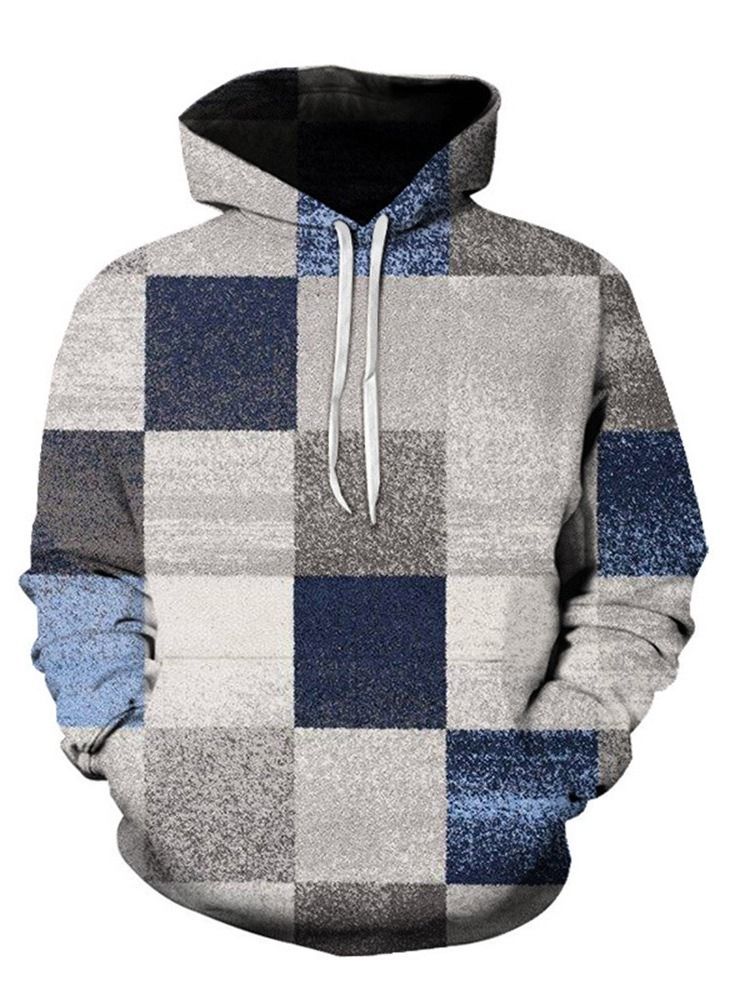 Pullover Color Block Patchwork Mote Pullover Løse Hettegensere