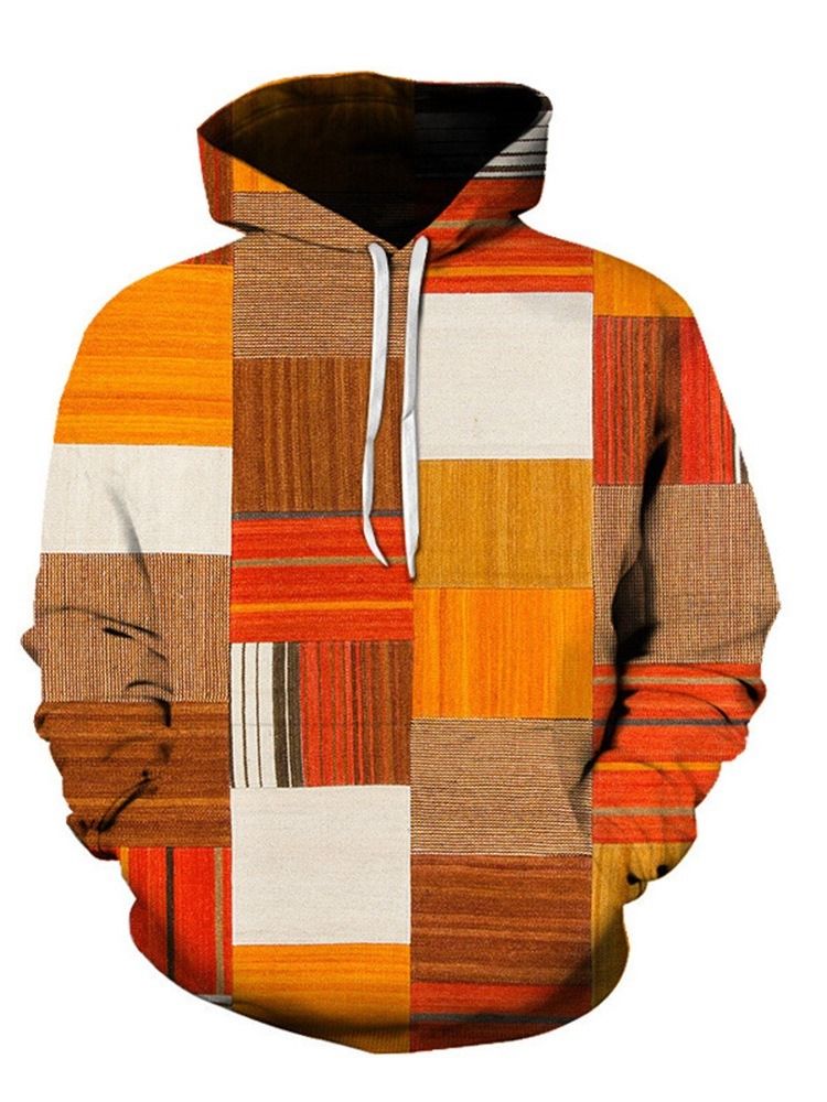 Pullover Color Block Patchwork Mote Pullover Løse Hettegensere