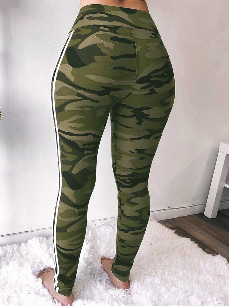 Camouflage Skinny Print Casual Bukser Med Høy Midje