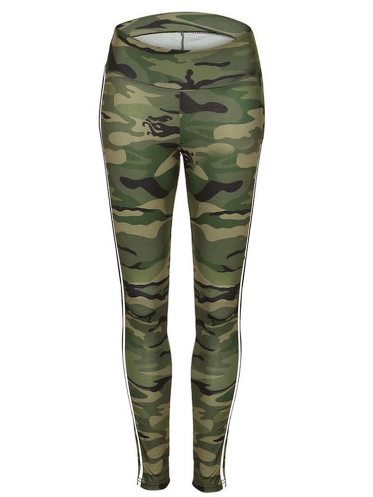 Camouflage Skinny Print Casual Bukser Med Høy Midje